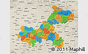 Political 3D Map of Chongqing, shaded relief outside