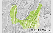 Physical 3D Map of Ba Xian, lighten, desaturated