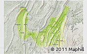 Physical 3D Map of Ba Xian, lighten, semi-desaturated