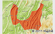 Political 3D Map of Ba Xian, physical outside