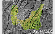 Satellite 3D Map of Ba Xian, desaturated