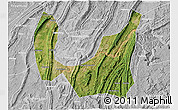 Satellite 3D Map of Ba Xian, lighten, desaturated