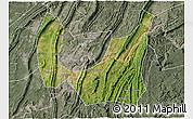 Satellite 3D Map of Ba Xian, semi-desaturated
