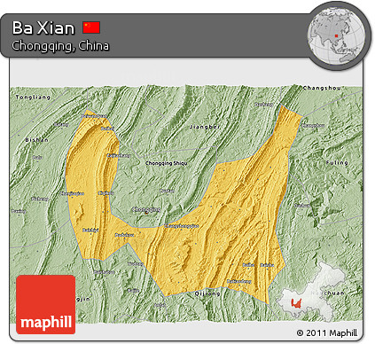 Savanna Style 3D Map of Ba Xian