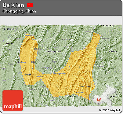 Savanna Style 3D Map of Ba Xian