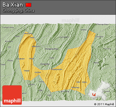 Savanna Style 3D Map of Ba Xian