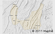 Shaded Relief 3D Map of Ba Xian, lighten, desaturated