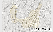 Shaded Relief 3D Map of Ba Xian, lighten, semi-desaturated