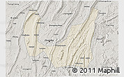 Shaded Relief 3D Map of Ba Xian, semi-desaturated