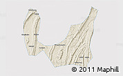 Shaded Relief 3D Map of Ba Xian, single color outside