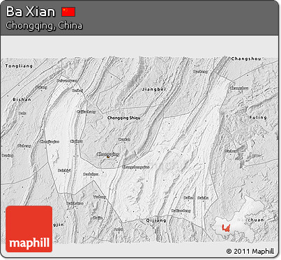Silver Style 3D Map of Ba Xian