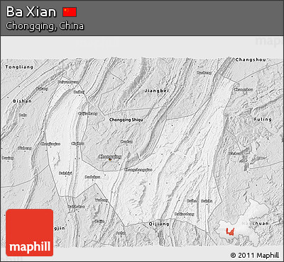 Silver Style 3D Map of Ba Xian