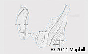 Silver Style 3D Map of Ba Xian, single color outside