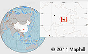 Gray Location Map of Ba Xian, highlighted country, hill shading