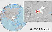 Gray Location Map of Ba Xian, highlighted parent region, hill shading