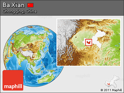 Physical Location Map of Ba Xian, highlighted parent region