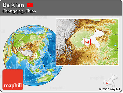 Physical Location Map of Ba Xian, highlighted parent region