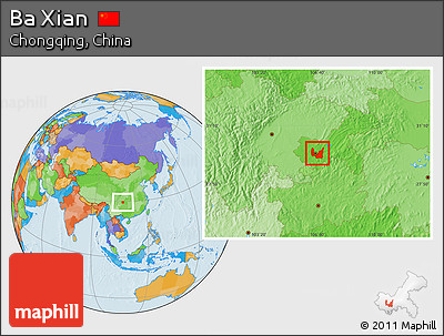 Political Location Map of Ba Xian