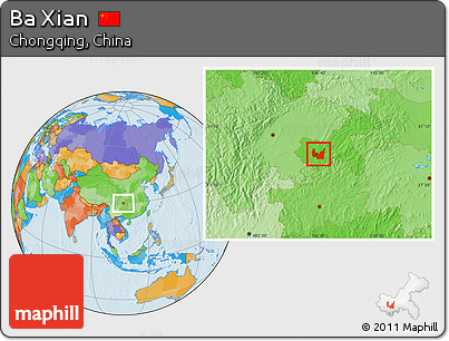 Political Location Map of Ba Xian