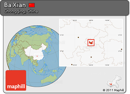 Savanna Style Location Map of Ba Xian, highlighted country