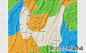 Shaded Relief Map of Ba Xian, political outside