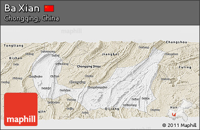 Classic Style Panoramic Map of Ba Xian
