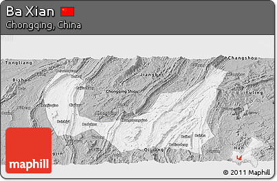 Gray Panoramic Map of Ba Xian