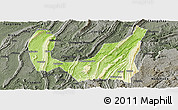 Physical Panoramic Map of Ba Xian, darken, semi-desaturated