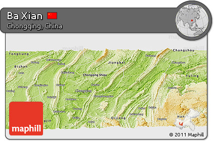 Physical Panoramic Map of Ba Xian