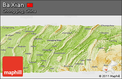 Physical Panoramic Map of Ba Xian