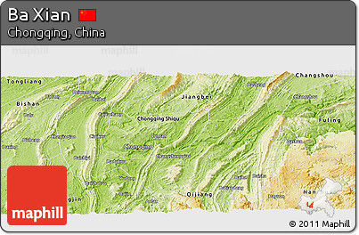 Physical Panoramic Map of Ba Xian