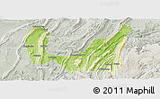 Physical Panoramic Map of Ba Xian, lighten, semi-desaturated