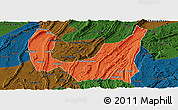 Political Panoramic Map of Ba Xian, darken