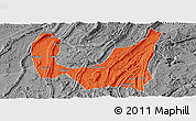 Political Panoramic Map of Ba Xian, desaturated