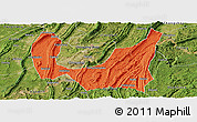 Political Panoramic Map of Ba Xian, satellite outside