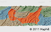 Political Panoramic Map of Ba Xian, semi-desaturated