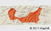 Political Panoramic Map of Ba Xian, shaded relief outside