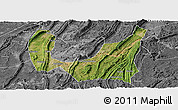 Satellite Panoramic Map of Ba Xian, desaturated