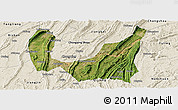 Satellite Panoramic Map of Ba Xian, shaded relief outside