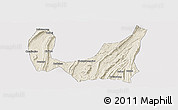 Shaded Relief Panoramic Map of Ba Xian, cropped outside
