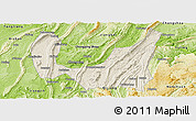 Shaded Relief Panoramic Map of Ba Xian, physical outside