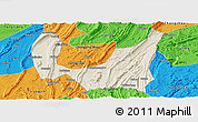 Shaded Relief Panoramic Map of Ba Xian, political outside