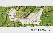 Shaded Relief Panoramic Map of Ba Xian, satellite outside