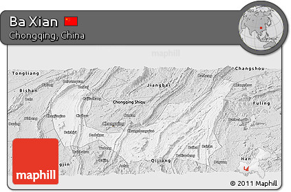 Silver Style Panoramic Map of Ba Xian
