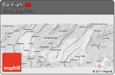 Silver Style Panoramic Map of Ba Xian