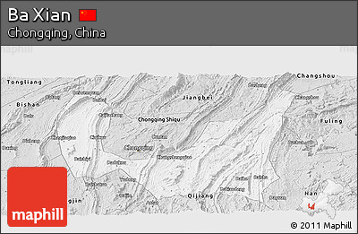 Silver Style Panoramic Map of Ba Xian
