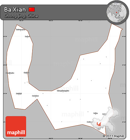 Gray Simple Map of Ba Xian, cropped outside