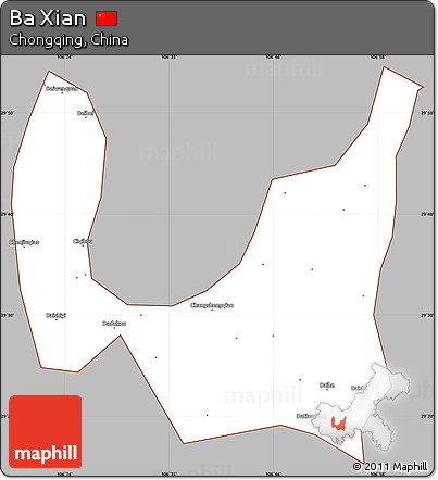 Gray Simple Map of Ba Xian, cropped outside