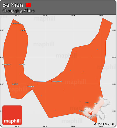 Political Simple Map of Ba Xian, single color outside