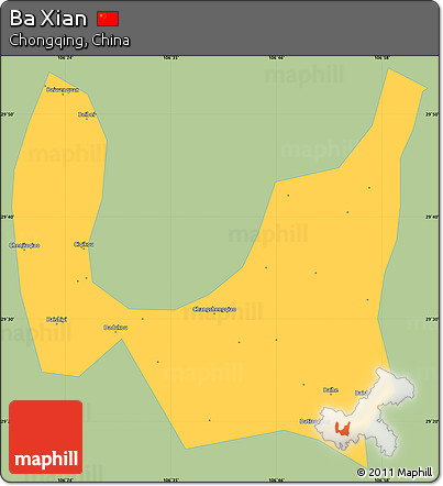 Savanna Style Simple Map of Ba Xian, single color outside